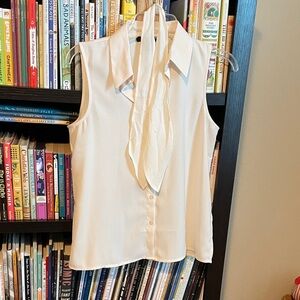 Forever 21 Cream Button-Up Blouse with Tie